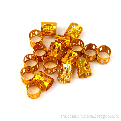 High Quality Colorful Metal Cuff Hair Beads For Synthetic Crochet Braids Hair Extension Accessories 100pieces/pack 10*10mm/pc